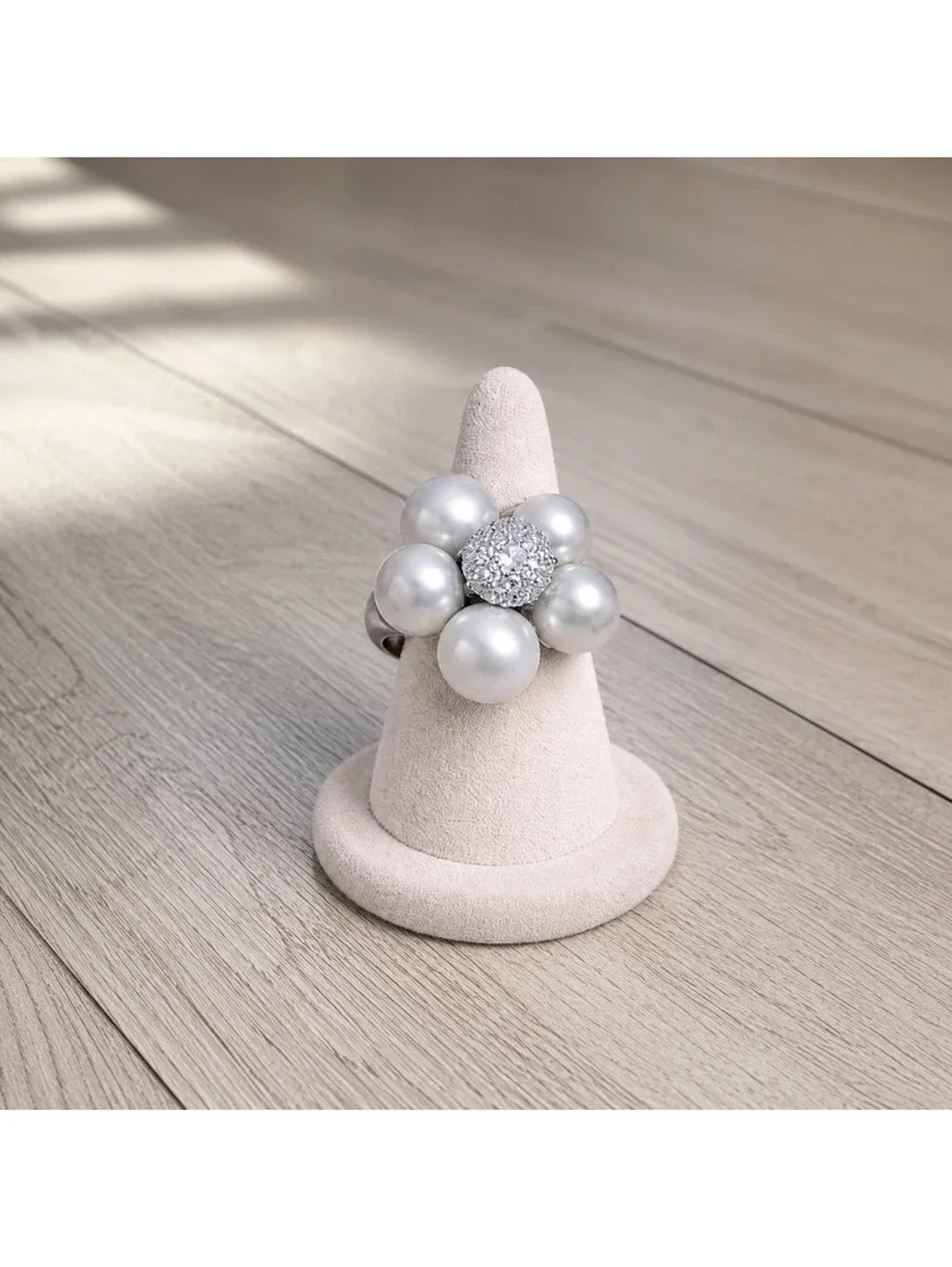 Belle Etoile Indulgence Pearl CZ Ring 925 Sterling Silver Size 7.5